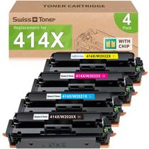Cartuchos de toner Swiss Toner 414X, pacote com 4 unidades e chip