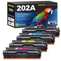 Cartuchos de toner XemaX 202A, kit com 4 unidades, compatíveis com HP
