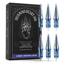 Cartuchos para Caneta de Tatuagem Inlumino Heart Ink 0,5 mm Azul - Kit com 6 Cartuchos para Caneta de Tatuagem Inlumino Heart Ink 0,5 mm Azul - Kit com 6