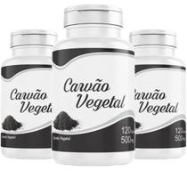 Carvão Vegetal 120 Cápsulas Carvão Ativado 3 Frascos anti gases