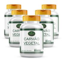 Carvão Vegetal Ativado Puro 100% Natural Cáps Kit 5 Potes