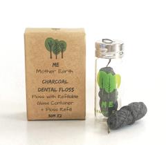 Carvão vegetal de bambu vegano Dental Floss ME MOTHER EARTH 30 m x2 Carvão vegetal de bambu vegano Dental Floss ME MOTHER EARTH 30 m x2