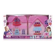 Casa Boneca Infantil Maleta Luz Som Móveis Acess. Portátil