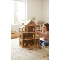 Casa Boneca MDF 60cm + 36 Móveis para Diversão!