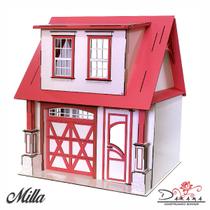 Casa bonecas escala Barbie com garagem Milla Rubrum DARAMA Casa bonecas escala Barbie com garagem Milla Rubrum DARAMA