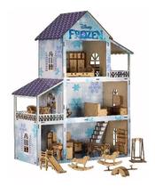 Casa Casinha De Boneca Frozen 36 Moveis + Parquinho Mdf - PEDREIRA ARTES DECORAÇÕES