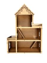 Casa Casinha de Boneca Infantil Polly Barbie 60cm em Mdf Crú