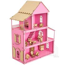 Casa Casinha De Bonecas Rosa + Móveis Lol Polly Barbie