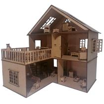 Casa Casinha para Boneca Polly Lol - com Varanda - 43 cm - Com Móveis - Kits e Gifts
