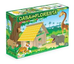 Casa Da Floresta Infantil Jogo De Montar Educativo 721 Junges Didático 20 Peças + 8 Animais