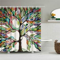 Casa de banho chuveiro cortina conjunto abstrato árvores impressas Waterproo - generic