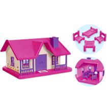 Casa De Boneca Com 4 Móveis Bella Casinha Brinquedo Meninas - Usual Brinquedos