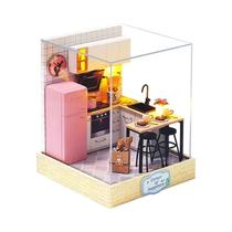 Casa de Boneca em Miniatura DIY 3D - Kit de Modelo de Madeira para Montar