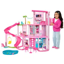Casa de bonecas Barbie DreamHouse com mais de 75 peças e escorregador de piscina
