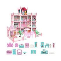 Casa De Bonecas Castelo De Princesa 3D DIY Para Meninas, Brinquedo De Montar, Conjunto De Vila