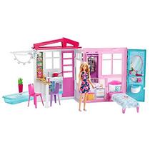 Casa de Bonecas com Piscina - Playset Barbie, portátil e de 1 história