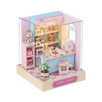 Casa De Bonecas De Madeira Aconchegante De Natal Com Móveis E Luzes LED, Kit De Modelo Miniatura DIY