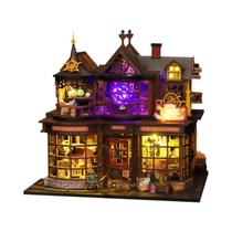 Casa De Bonecas De Madeira Quente De Natal Com Móveis E Luzes LED, Kit De Modelo Miniatura DIY Para