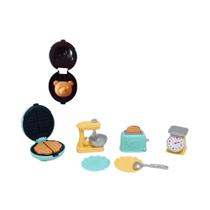 Casa de Bonecas DIY para Meninas - Cozinha com Miniaturas de Urso, Biscoitos, Torradeira e Mixer