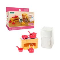 Casa de Bonecas em Miniatura 1/12 - Família de Animais da Floresta com Móveis e Acessórios