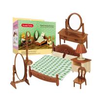 Casa de Bonecas em Miniatura - Família de Renas na Floresta - Acessórios de Cozinha e Móveis para Brincar