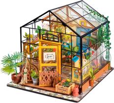 Casa de bonecas em miniatura ROBOTIME Mini Green House com luz LED