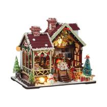 Casa De Bonecas Miniatura Natalina Quente Com Caixa De Música, Kit DIY Para Decoração De Mesa,