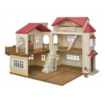 Casa de campo Dollhouse Calico Critters Red Roof com sótão secreto