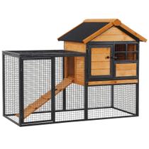 Casa de coelhinho de 2 andares Rabbit Hutch PawHut com telhado de asfalto Casa de coelhinho de 2 andares Rabbit Hutch PawHut com telhado de asfalto