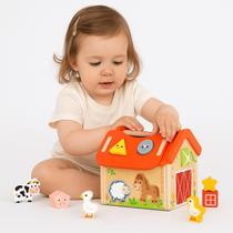 Casa de Encaixe Animais Brinquedo Educativo Madeira Infantil