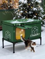 Casa de gato aquecida ao ar livre LilaDayd Large 55x33x43 cm verde