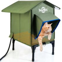 Casa de gato aquecida TENDWARE tamanho S verde à prova de intempéries Casa de gato aquecida TENDWARE tamanho S verde à prova de intempéries