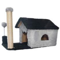 Casa De Gato Arranhador Modelo Térreo com Poste e Bolinha