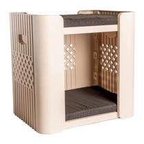 Casa De Gato e Cachorro Dois Andares Duplex Pet Stand Porte Pequeno Beliche - Cor:Bege - 1205BG