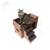Casa de Gatos Playground Com Carpete Arranhador - Casa rosa