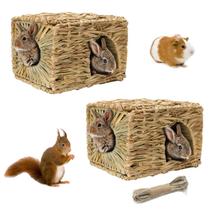 Casa de grama para pequenos animais Hamiledyi, 2 peças de ervas marinhas naturais