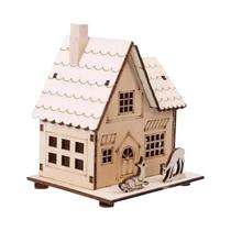 Casa De Natal De Madeira Com Luz LED, Cabana Luminosa, Enfeites Para Árvore De Natal, Presente Para Casa De Natal De Madeira Com Luz LED, Cabana Luminosa, Enfeites Para Árvore De Natal, Presente Para