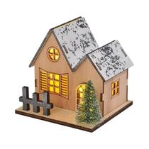 Casa De Natal De Madeira LED Inacabada DIY, Enfeites De Árvore Em Formato De Chalé De Neve, Centros Casa De Natal De Madeira LED Inacabada DIY, Enfeites De Árvore Em Formato De Chalé De Neve, Centros