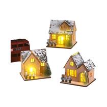 Casa De Natal De Madeira LED Não Acabada DIY Vila De Natal Ornamentos De Árvore Centro De Mesa De