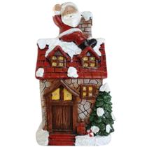 Casa de Papai Noel Natalina Com 18 Leds 44x24x16cm Cerâmica - Saldão