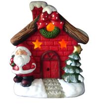 Casa do Papai Noel Decorativa Com Luz Micro Leds Pintada á Mão 40x30x25cm