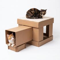 Casa Gato Com Almofada Arranhador E Tunel Casinha Kartona