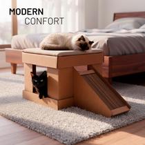 Casa Gato Kubo Toca com 2 Arranhadores, Rampa e Almofada Cama