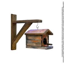 Casa madeira ninho de passarinho mão francesa envelhecida (p) (ef) - JHD