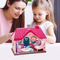 Casa Mágica Rosa de bonecas Casinha de Brinquedo Infantil Crianças Com Acessórios