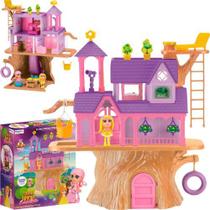 Casa na Árvore Encantada com Bonecas e Acessórios Estoque Limitado Item Raro Rosa Lilás Xplast Home Play