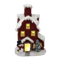 Casa natal boneco neve decor em resina com luz led p/jardim
