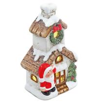 Casa Natalina com Papai Noel e Led Colorido 13,8cm 2Lr44 - 1009676 - CROMUS