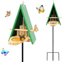 Casa para Borboletas UQM 17x9x30 cm de Madeira com Alimentador para Jardim
