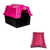 Casa Para Cães Jel Plast Plástica N3 Rosa + Colchonete